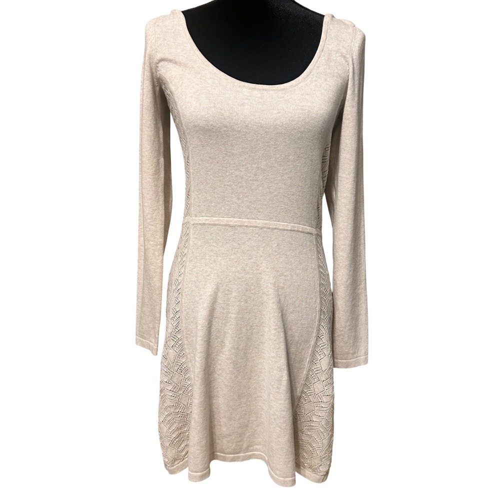 Victorias Secret Beige Pointelle Knit Fit & Flare Sweater Dress with Slip Medium